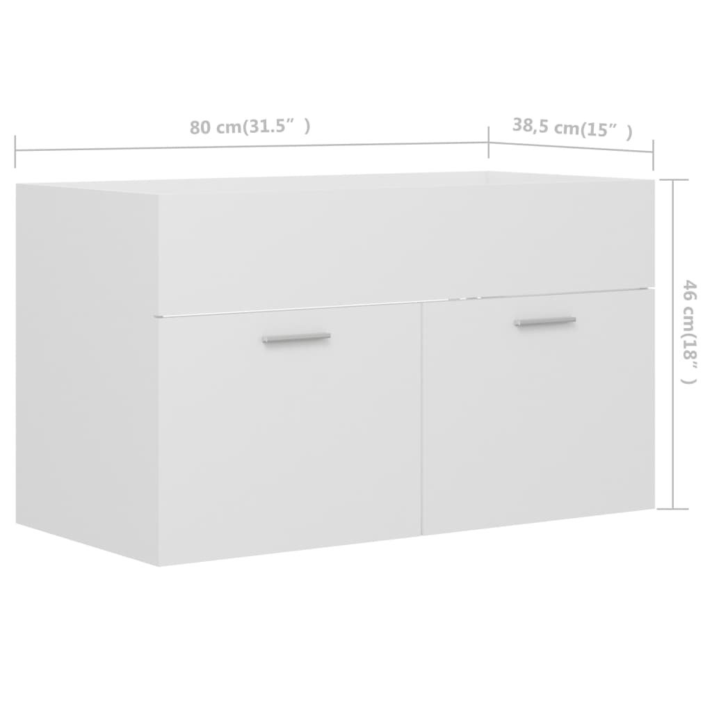 Dulap de chiuvetă, alb, 80x38,5x46 cm, PAL