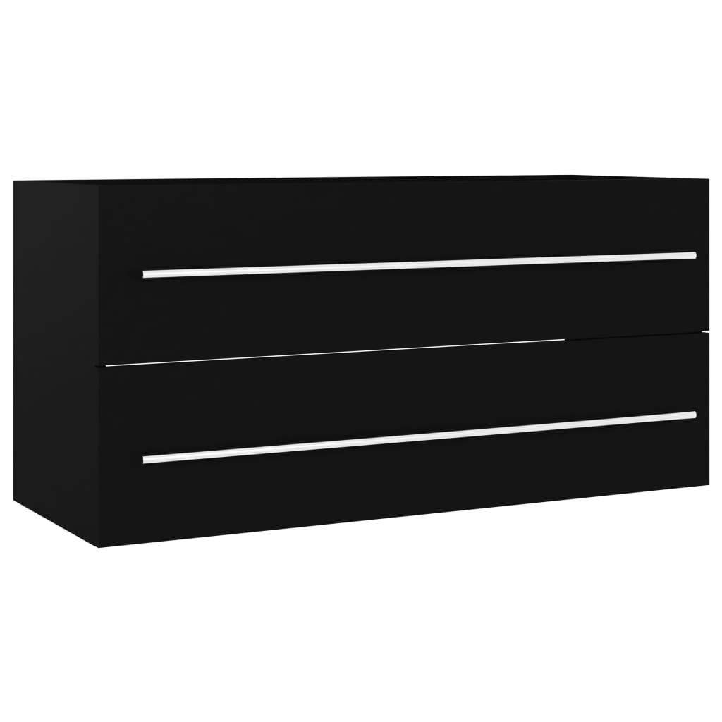 Dulap de chiuvetă, negru, 100x38,5x48 cm, PAL