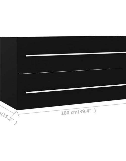 Загрузите изображение в средство просмотра галереи, Dulap de chiuvetă, negru, 100x38,5x48 cm, PAL
