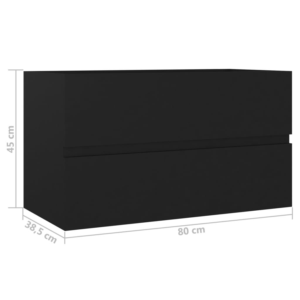 Dulap de chiuvetă, negru, 80 x 38,5 x 45 cm, PAL - Lando