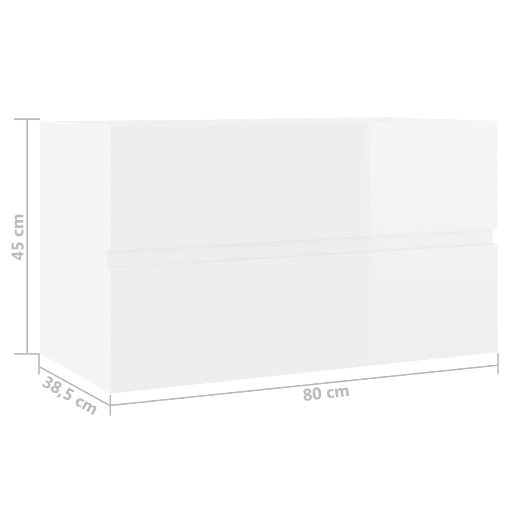 Dulap de chiuvetă, alb extralucios, 80x38,5x45 cm, PAL - Lando