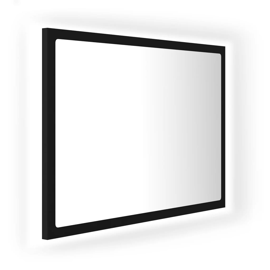 Oglindă de baie cu LED, negru, 60x8,5x37 cm, acril