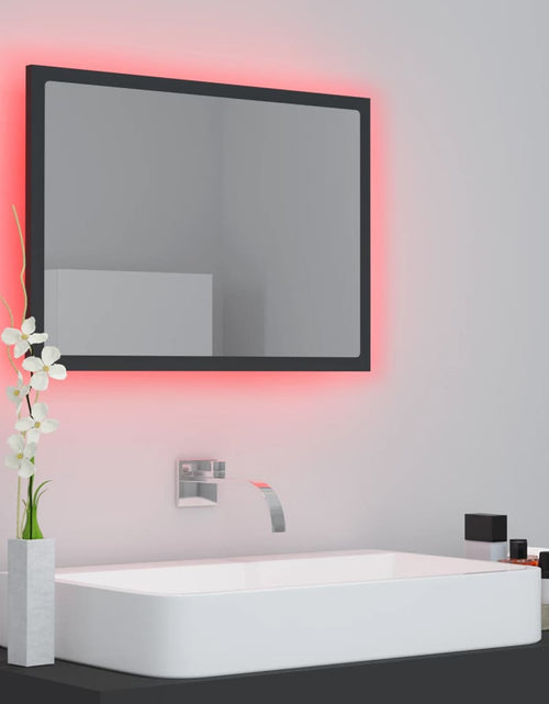 Încărcați imaginea în vizualizatorul Galerie, Oglindă de baie cu LED, gri, 60x8,5x37 cm, acril
