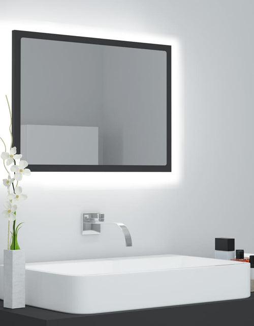 Încărcați imaginea în vizualizatorul Galerie, Oglindă de baie cu LED, gri, 60x8,5x37 cm, acril
