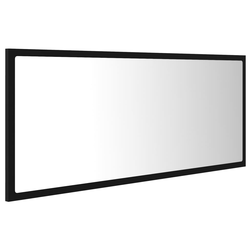 Oglindă de baie cu LED, negru, 100x8,5x37 cm, acril