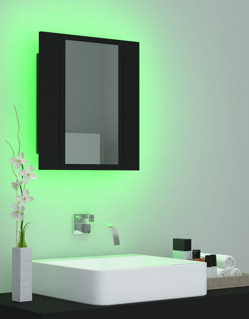 Încărcați imaginea în vizualizatorul Galerie, Dulap de baie cu oglindă &amp; LED, negru, 40x12x45 cm, acril - Lando
