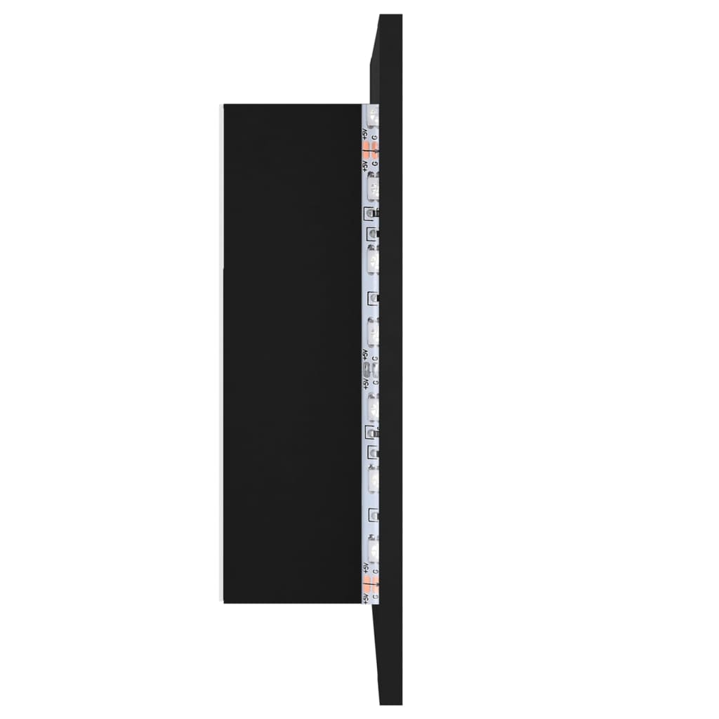 Dulap de baie cu oglindă & LED, negru, 40x12x45 cm, acril - Lando