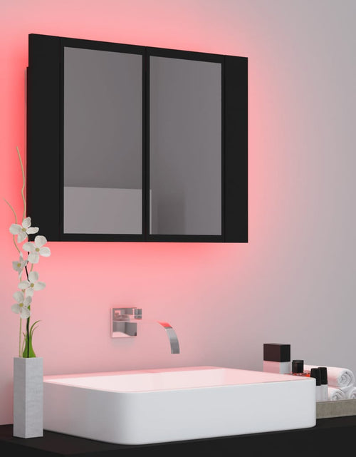 Încărcați imaginea în vizualizatorul Galerie, Dulap de baie cu oglindă și LED, negru, 60x12x45 cm acril

