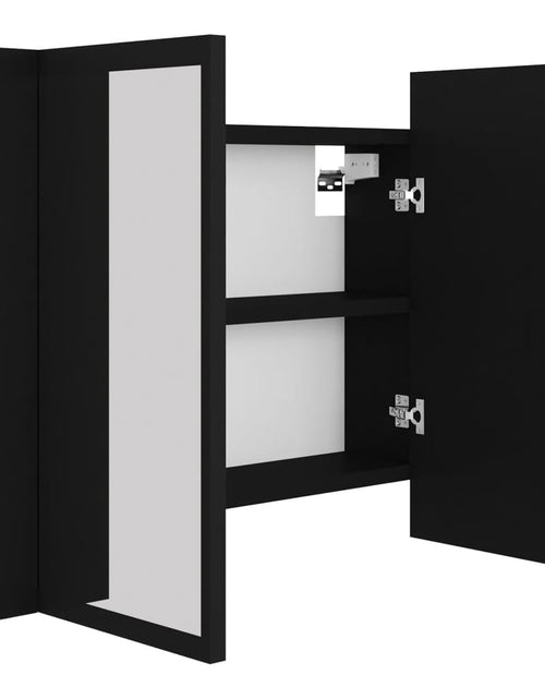 Загрузите изображение в средство просмотра галереи, Dulap de baie cu oglindă și LED, negru, 60x12x45 cm acril
