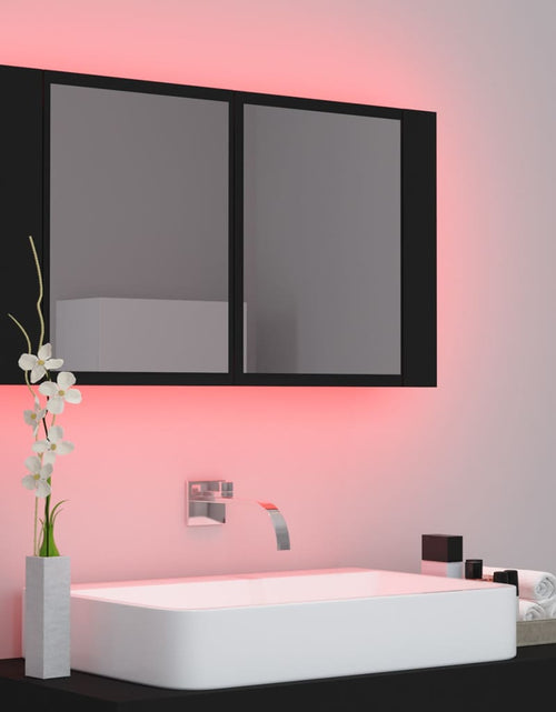 Încărcați imaginea în vizualizatorul Galerie, Dulap de baie cu oglindă și LED, negru, 80x12x45 cm
