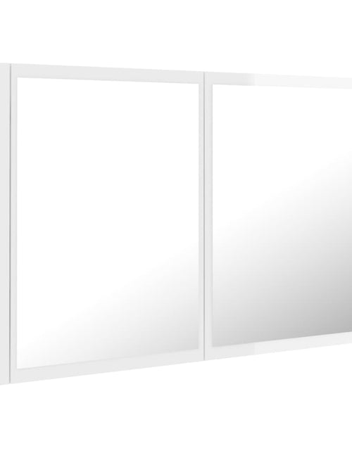 Încărcați imaginea în vizualizatorul Galerie, Dulap de baie cu oglindă și LED, alb extralucios 80x12x45 acril

