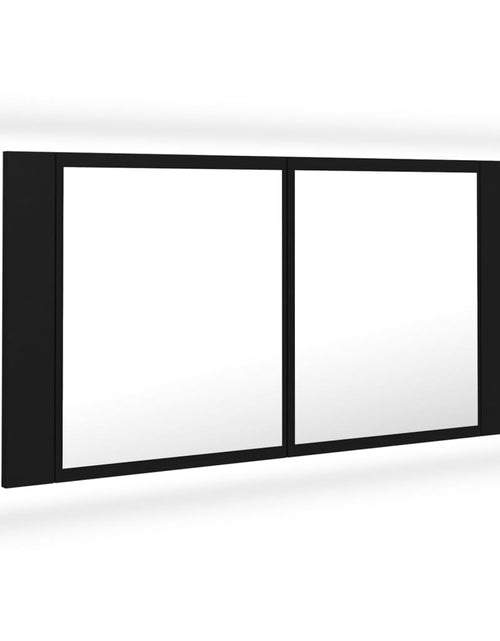 Încărcați imaginea în vizualizatorul Galerie, Dulap de baie cu oglindă și LED, negru, 90x12x45 cm acril
