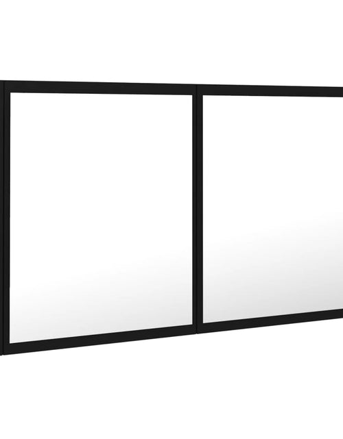 Загрузите изображение в средство просмотра галереи, Dulap de baie cu oglindă și LED, negru, 90x12x45 cm acril
