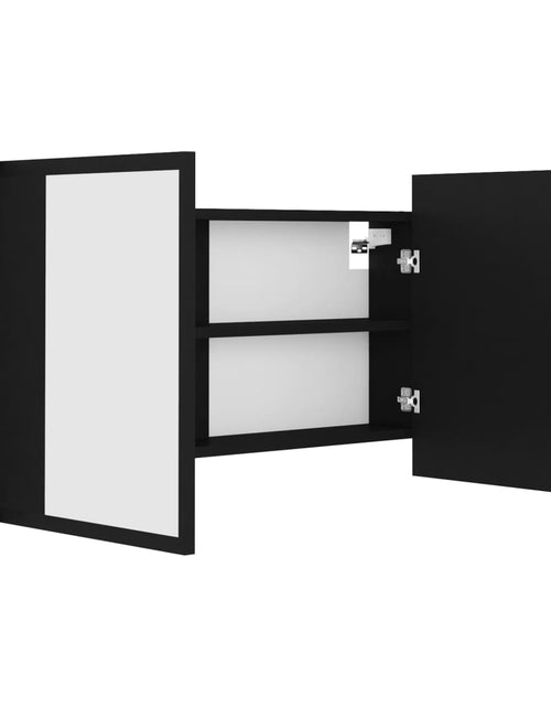 Încărcați imaginea în vizualizatorul Galerie, Dulap de baie cu oglindă și LED, negru, 90x12x45 cm acril
