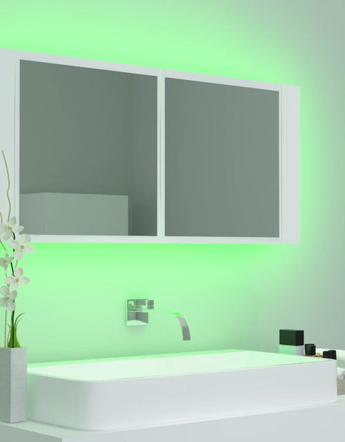 Încărcați imaginea în vizualizatorul Galerie, Dulap de baie cu oglindă și LED, alb, 100x12x45 cm, acril
