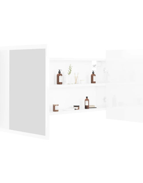 Încărcați imaginea în vizualizatorul Galerie, Dulap de baie cu oglindă și LED alb extralucios 100x12x45 acril
