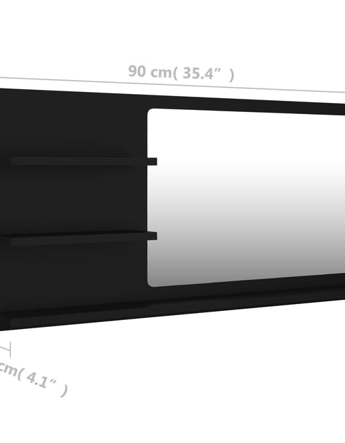 Încărcați imaginea în vizualizatorul Galerie, Oglindă de baie, negru, 90 x 10,5 x 45 cm, PAL
