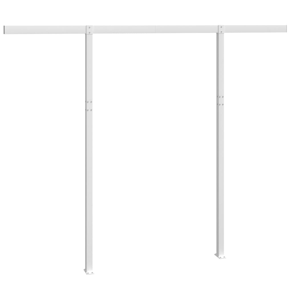 Set stâlp pentru copertină, alb, 300x245 cm, fier