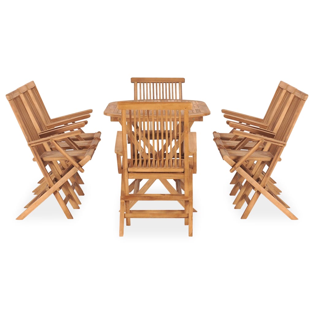 Set mobilier de exterior pliabil, 9 piese, lemn masiv de tec