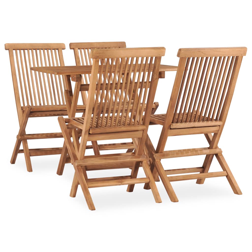 Set mobilier de exterior pliabil, 5 piese, lemn masiv de tec