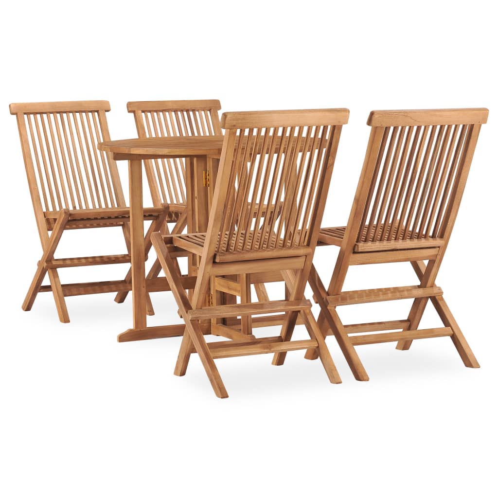 Set mobilier de exterior pliabil, 5 piese, lemn masiv de tec