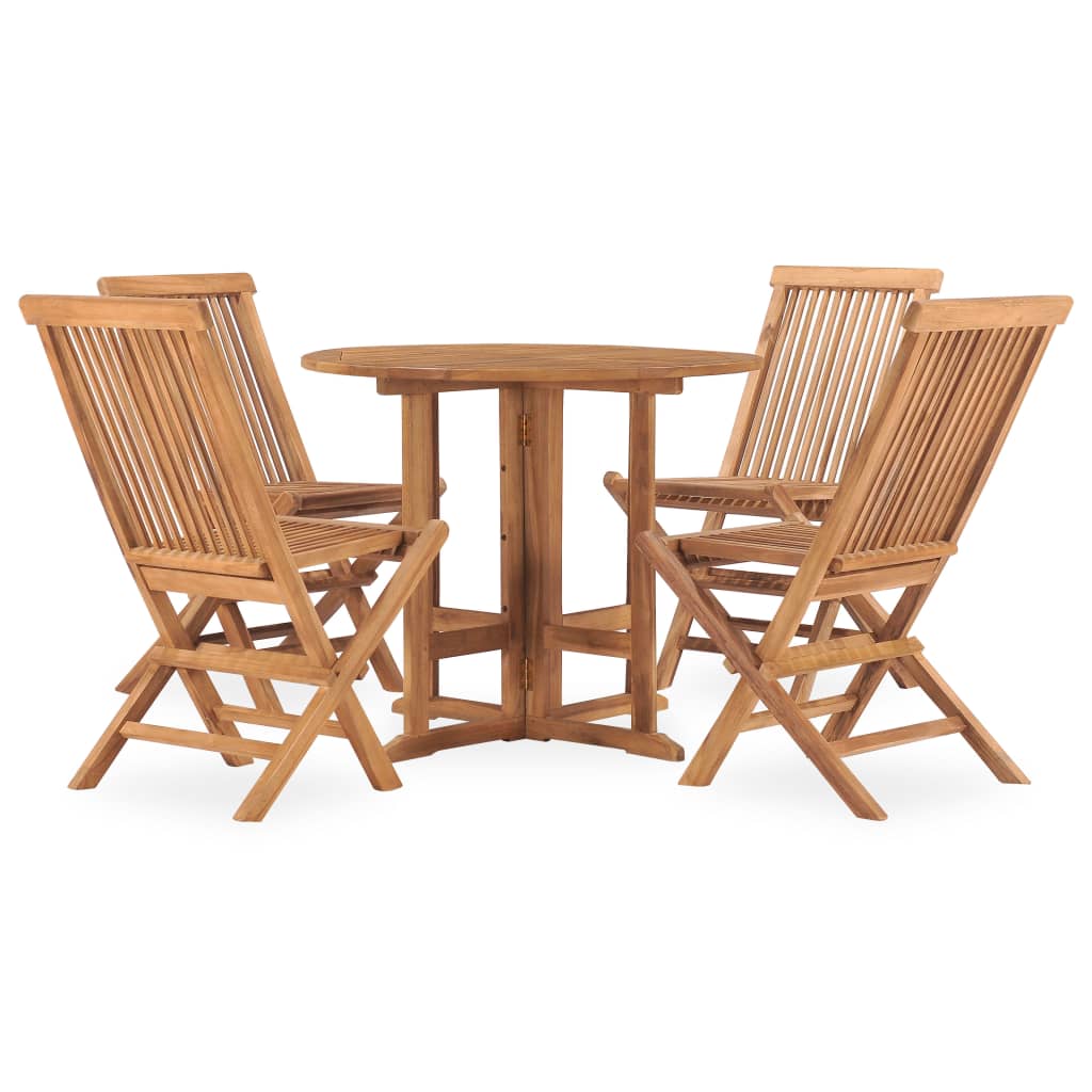 Set mobilier de exterior pliabil, 5 piese, lemn masiv de tec