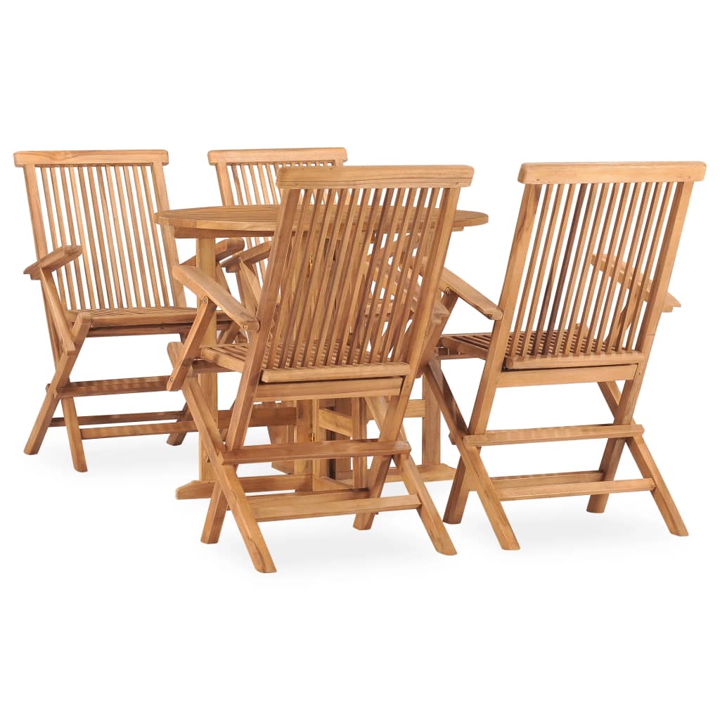 Set mobilier de exterior pliabil, 5 piese, lemn masiv de tec