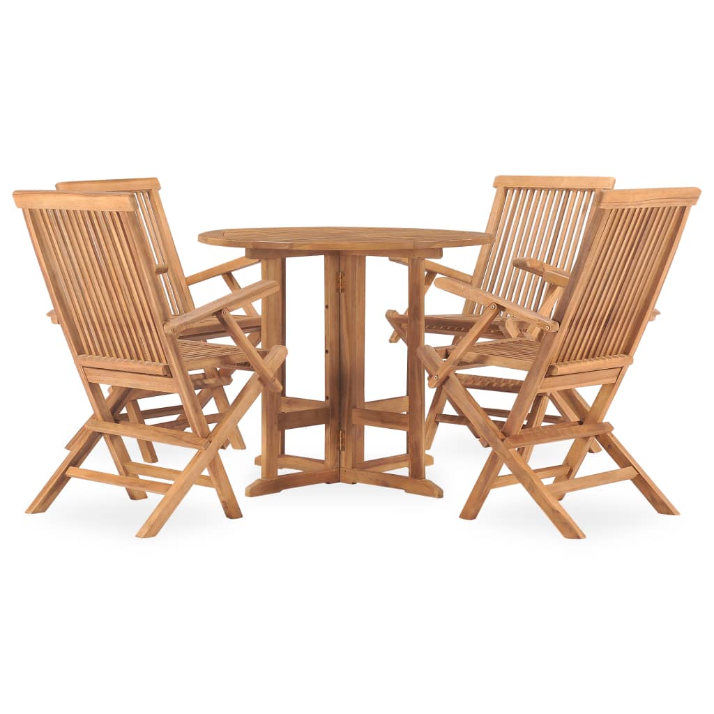 Set mobilier de exterior pliabil, 5 piese, lemn masiv de tec