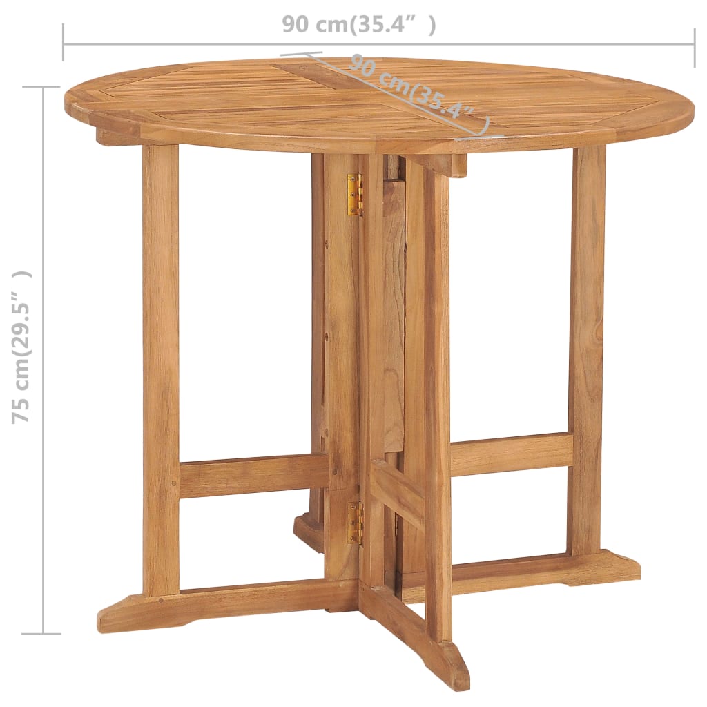 Set mobilier de exterior pliabil, 5 piese, lemn masiv de tec