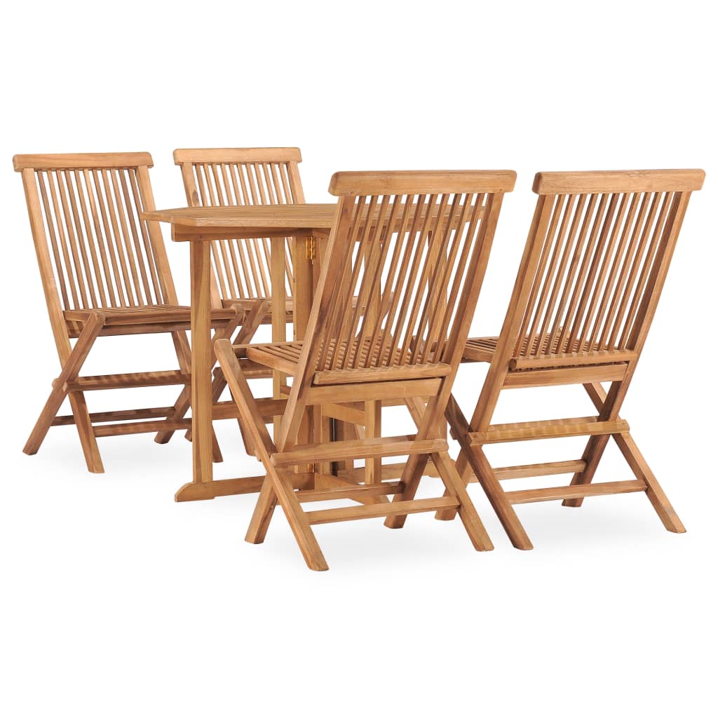 Set mobilier de exterior pliabil, 5 piese, lemn masiv de tec