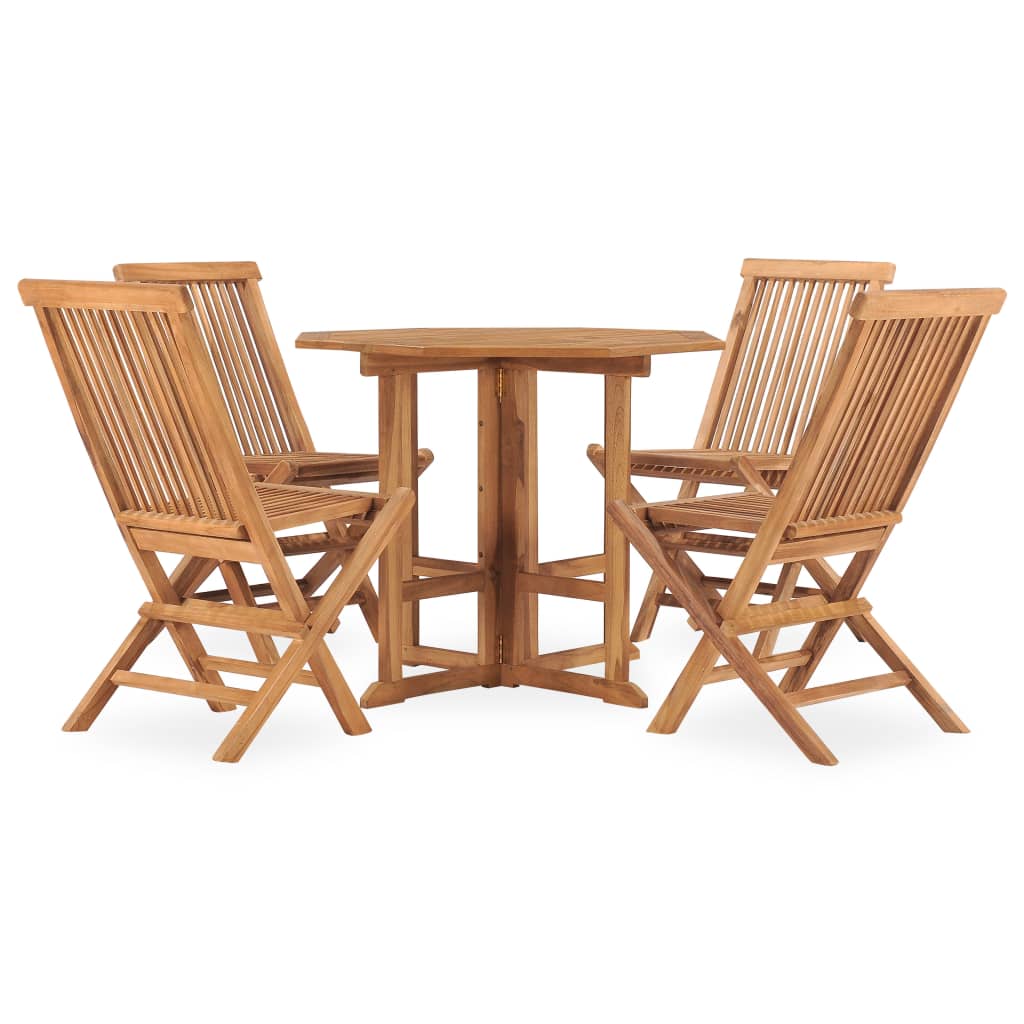 Set mobilier de exterior pliabil, 5 piese, lemn masiv de tec