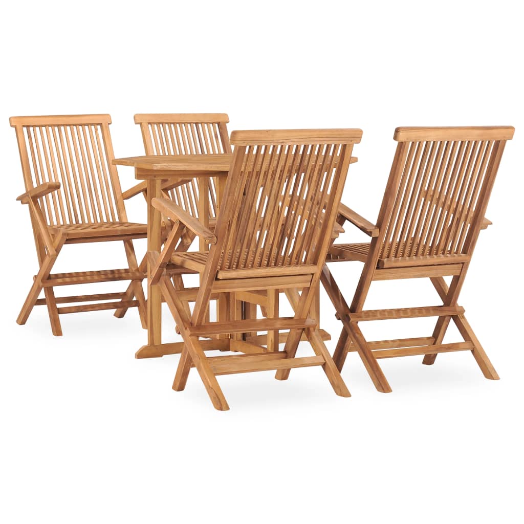 Set mobilier de exterior pliabil, 5 piese, lemn masiv de tec