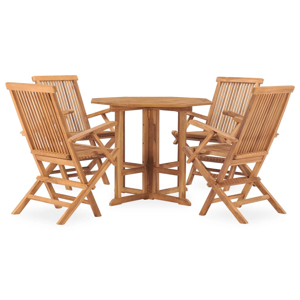 Set mobilier de exterior pliabil, 5 piese, lemn masiv de tec