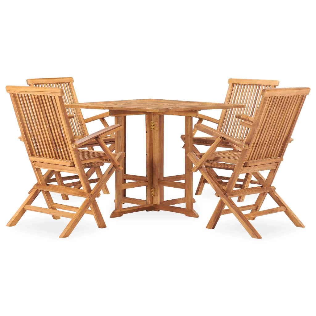 Set mobilier de exterior pliabil, 5 piese, lemn masiv de tec