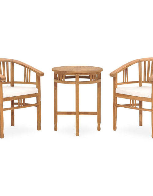 Încărcați imaginea în vizualizatorul Galerie, Set de masă pentru grădină cu perne, 3 piese, lemn masiv de tec - Lando

