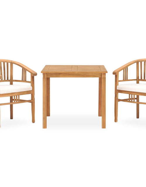 Încărcați imaginea în vizualizatorul Galerie, Set de masă pentru grădină cu perne, 3 piese, lemn masiv de tec - Lando
