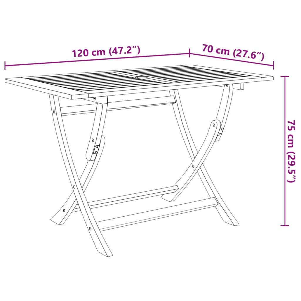 Set mobilier de grădină pliabil, 5 piese, lemn masiv acacia