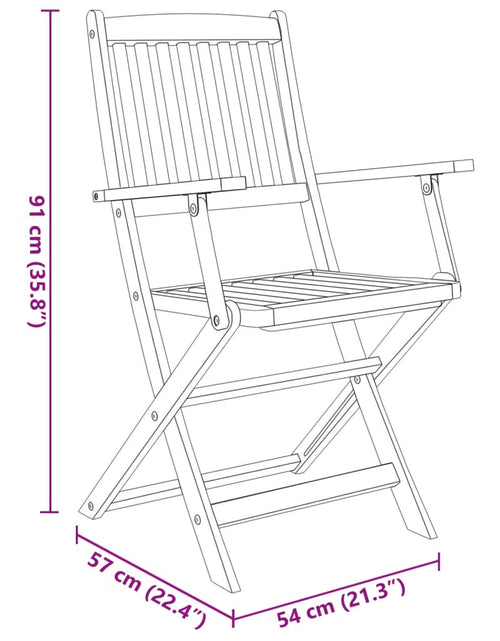 Загрузите изображение в средство просмотра галереи, Set mobilier de grădină pliabil, 7 piese, lemn masiv acacia
