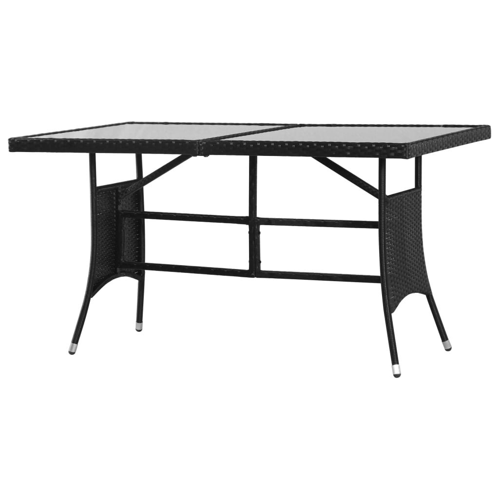 Set mobilier de grădină, 7 piese, negru, poli ratan