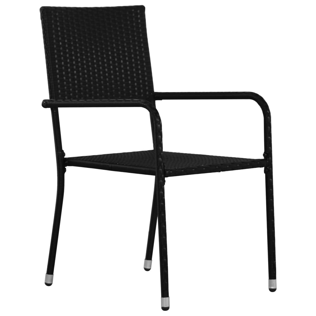 Set mobilier de grădină, 7 piese, negru, poli ratan