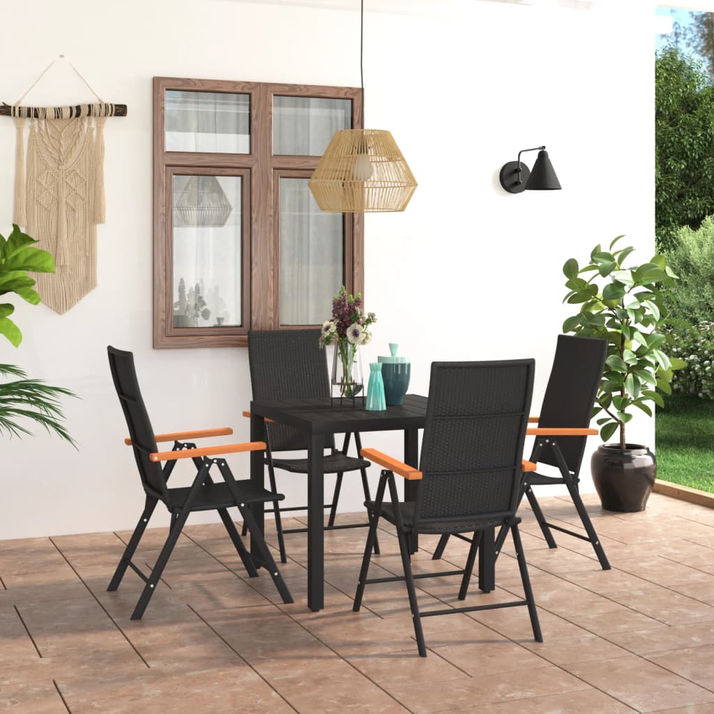 Set mobilier de grădină, 5 piese, negru și maro - Lando