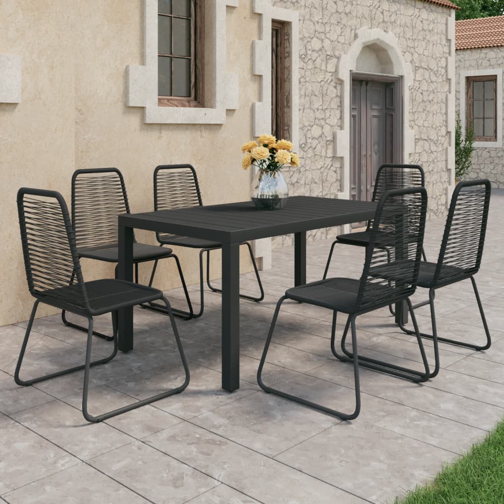 Set mobilier de grădină, 7 piese, negru, ratan PVC