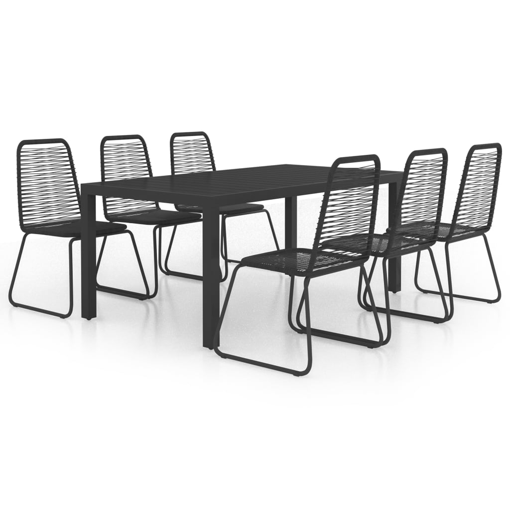 Set mobilier de grădină, 7 piese, negru, ratan PVC