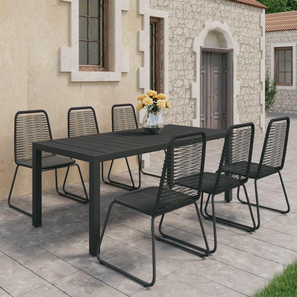 Set mobilier de grădină, 7 piese, negru, ratan PVC