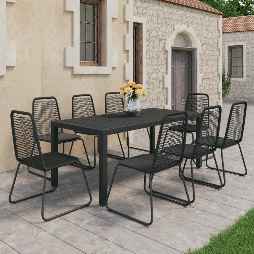 Set mobilier de grădină, 9 piese, negru, ratan PVC - Lando