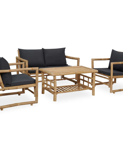 Încărcați imaginea în vizualizatorul Galerie, Set mobilier de grădină cu perne, 4 piese, bambus - Lando
