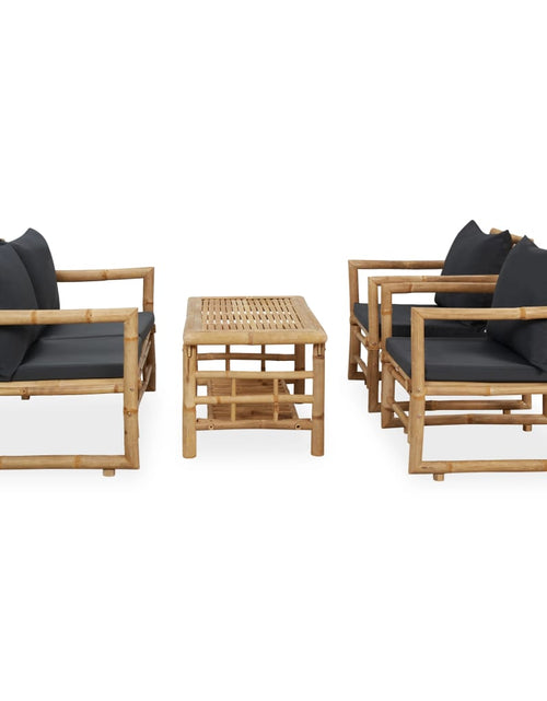 Загрузите изображение в средство просмотра галереи, Set mobilier de grădină cu perne, 4 piese, bambus - Lando
