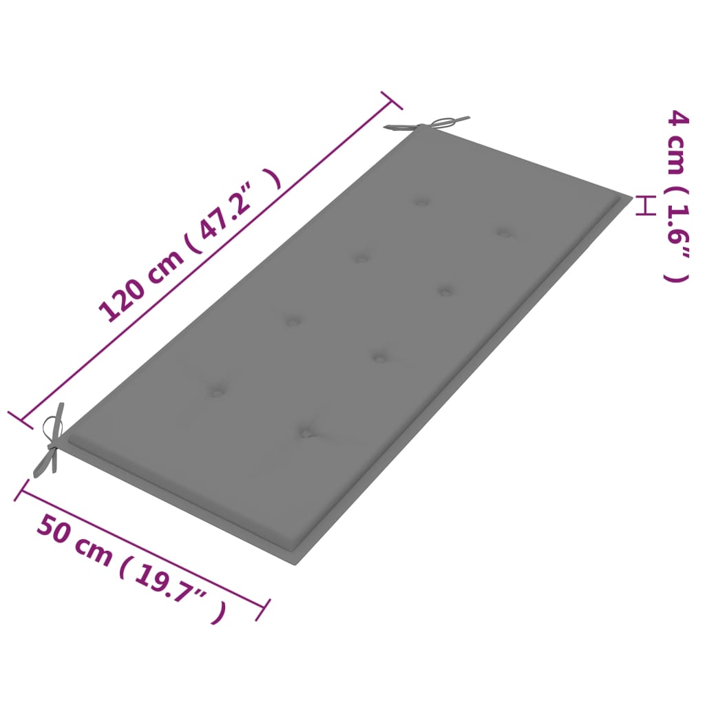 Bancă grădină 2 locuri cu pernă, 120 cm, lemn masiv eucalipt