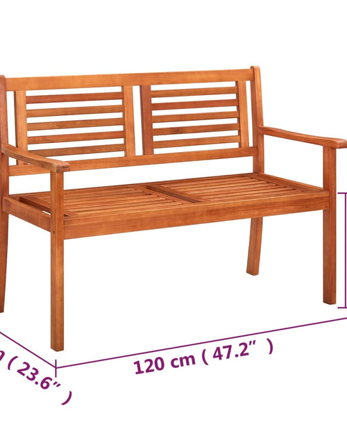 Загрузите изображение в средство просмотра галереи, Bancă grădină 2 locuri cu pernă, 120 cm, lemn masiv eucalipt
