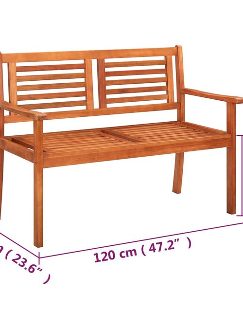 Încărcați imaginea în vizualizatorul Galerie, Bancă grădină 2 locuri, cu pernă, 120 cm, lemn masiv eucalipt - Lando
